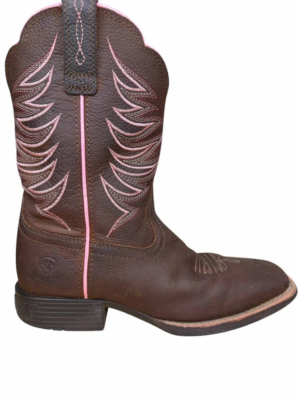 Ariat Youth Firecatcher Western Boots Brown Pink Leather Girls Size 2